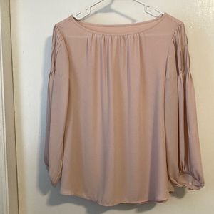 Ann Taylor Beige Ballerina Neckline Blouse